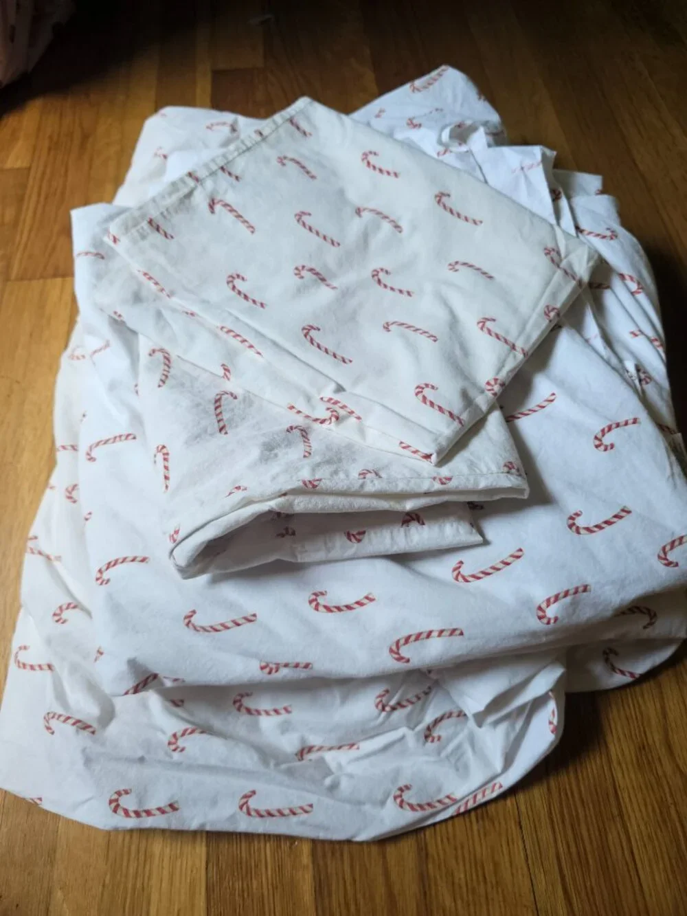 Pottery Barn Christmas Candy Cane Queen Sheet Set